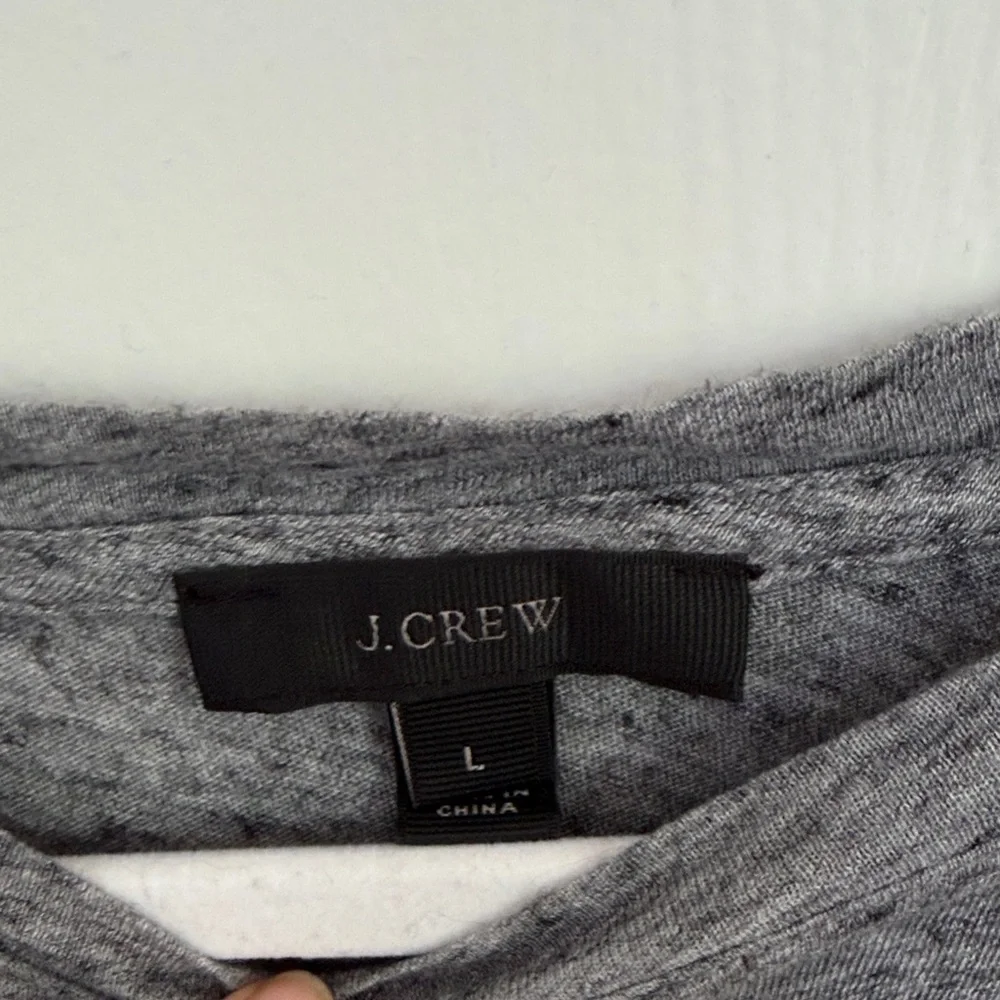 J. Crew Gray Short-Sleeve Tee with White Flamingo Print